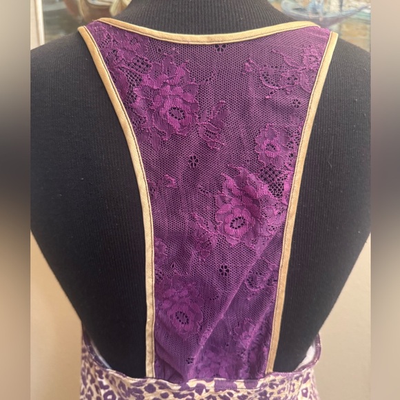 FREE PEOPLE Cheetah Lace Purple Gold Women’s SZ SM Boho Bohemian Slip Dress EUC - Picture 11 of 16
